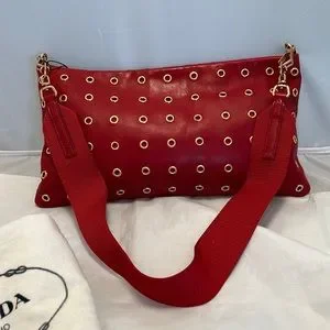 Prada | Bags | Prada Nappa Grommet Shoulder Bag | Poshmark